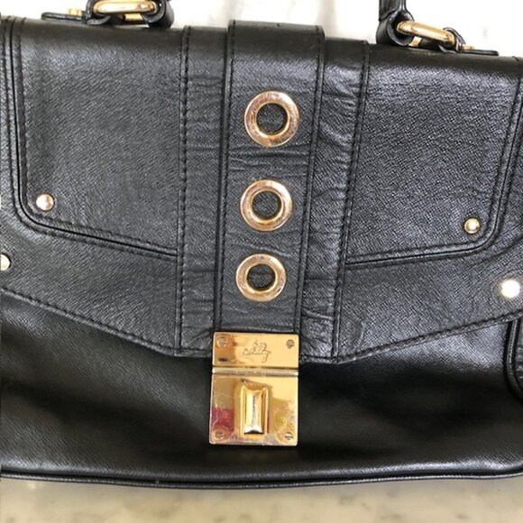 MILLY Black Small Turn Lock Satchel Bag Vintage - Picture 7 of 16